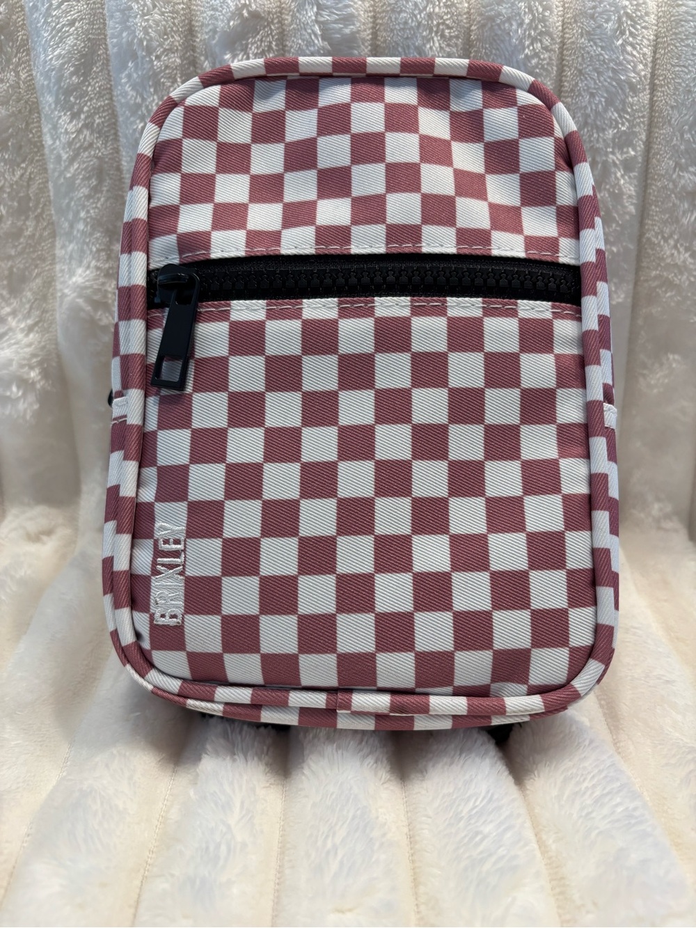 Brixley - Pink Checkmate Women’s Crossbody Bag - Pink & White